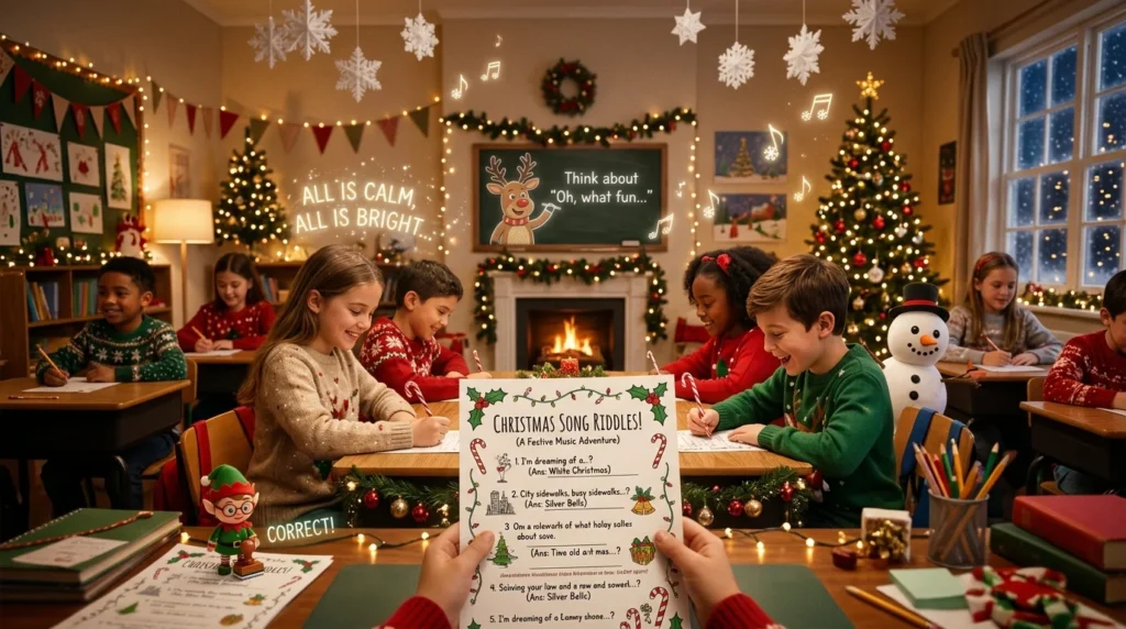 Christmas Song Riddles Worksheet